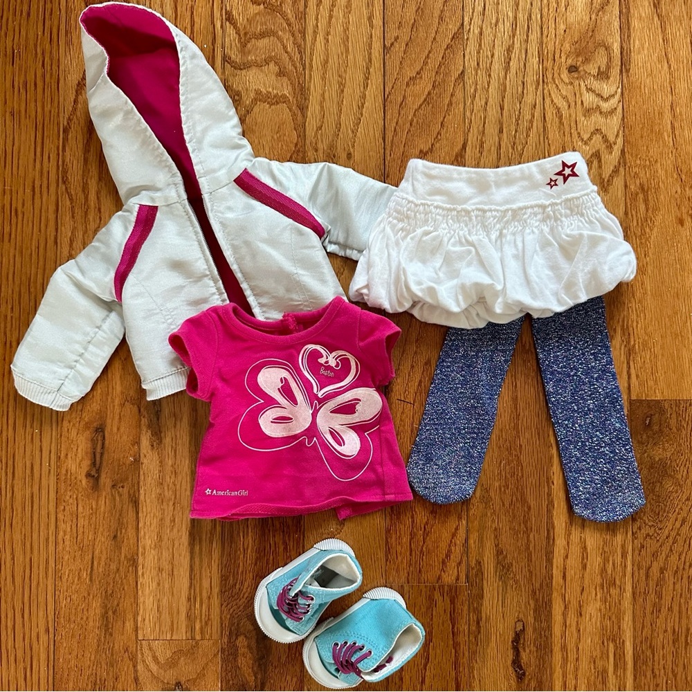 American Girl Boston Outfit with Jacket and High Top Sneakers